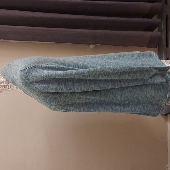 TALBOTS PETITE LP Heather Blue/Green Open Front LS Longline Knit Cardigan - Picture 6 of 10